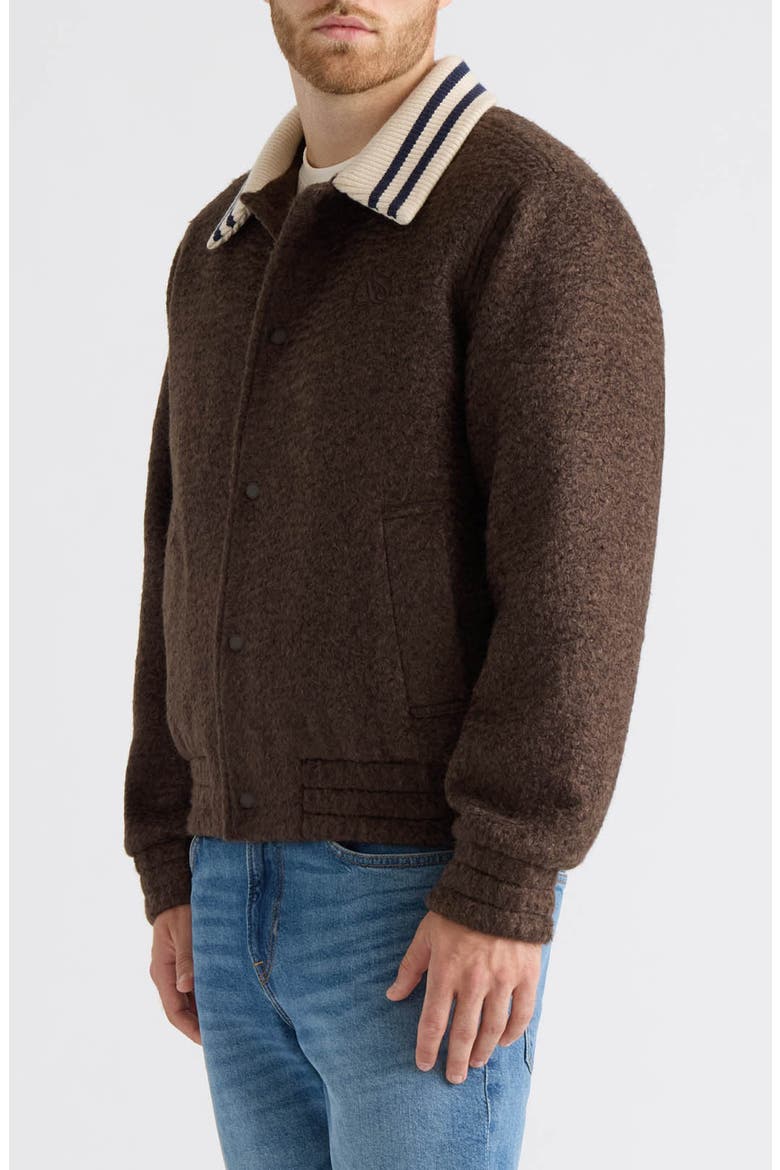 Cambie Boucl9 Varsity Jacket, Alternate, color, COFFEE BEAN