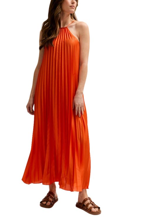 Philomena Halter Neck Pleated Maxi Dress