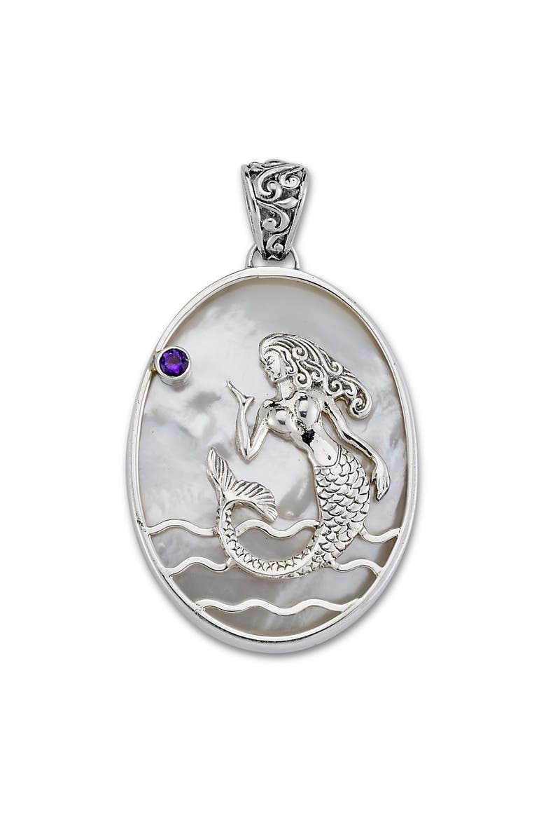 Oval Mermaid Pendant, Main, color, MOP MULTI COLOR
