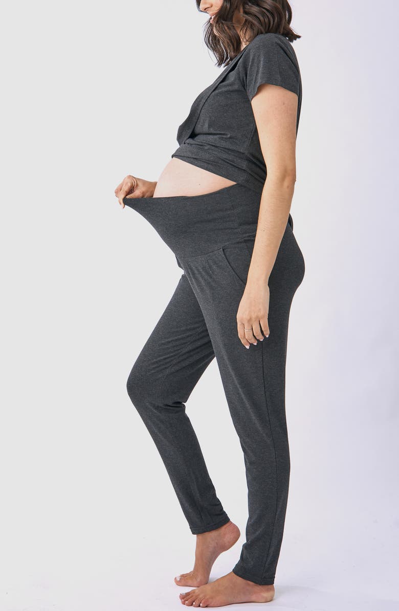 Angel Maternity Maternity/Nursing Top, Lounge Pants & Knotted Baby Gown Set, Alternate, color,