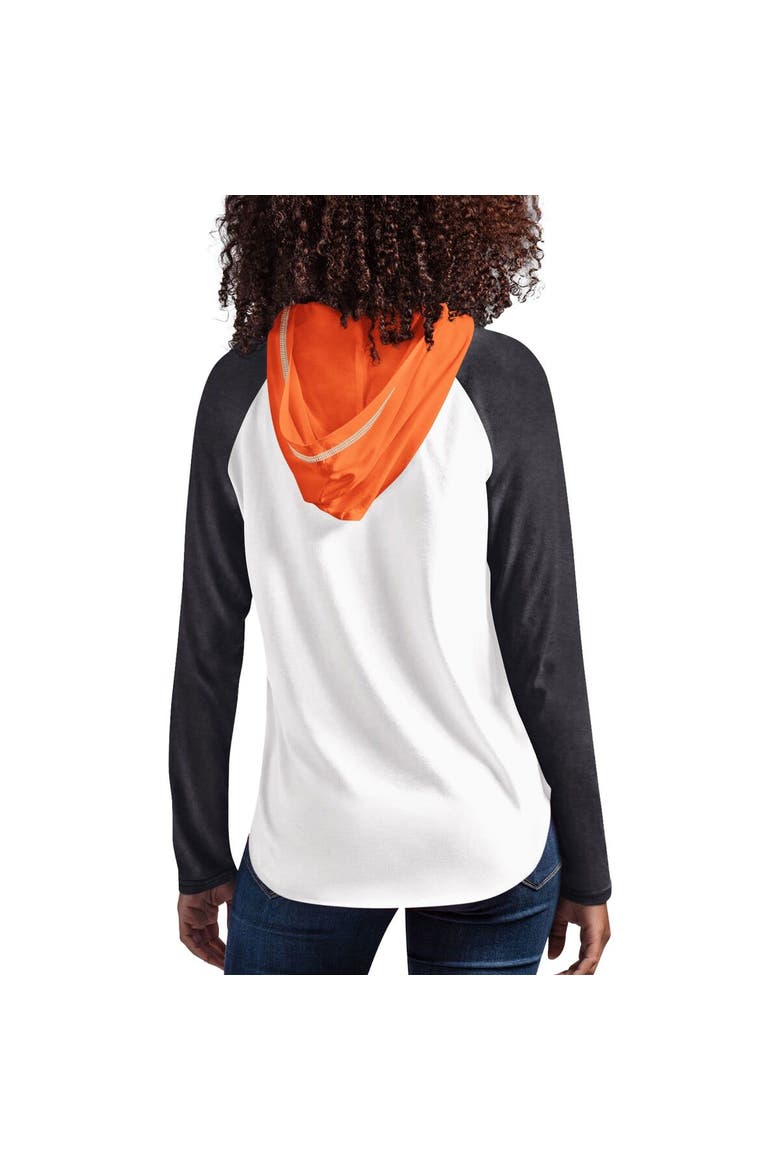 Women's G-III 4Her by Carl Banks White Martin Truex Jr MVP Raglan Hooded Long Sleeve T-Shirt, Alternate, color, White