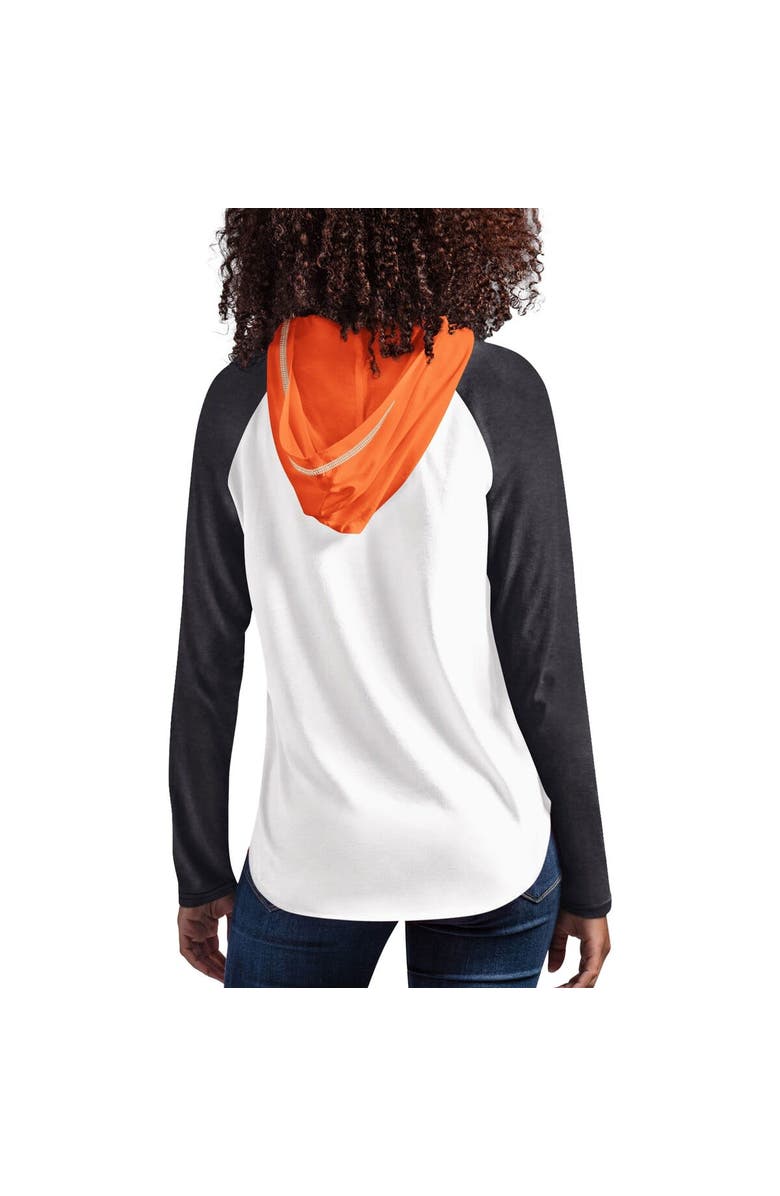 G-III 4HER BY CARL BANKS Women's G-III 4Her by Carl Banks White Martin Truex Jr MVP Raglan Hooded Long Sleeve T-Shirt, Alternate, color, White