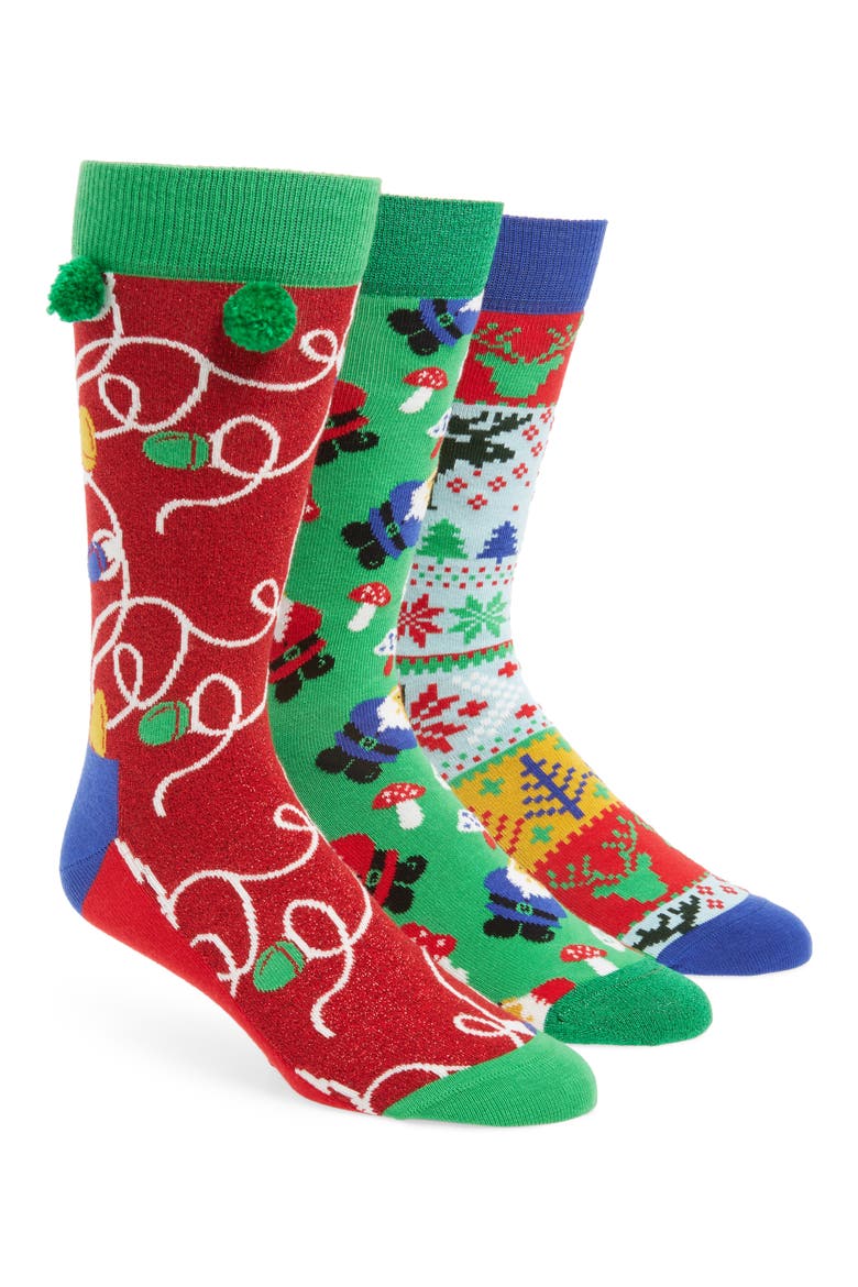 Holiday 3-Pack Socks Boxed Set, Main, color, GREEN