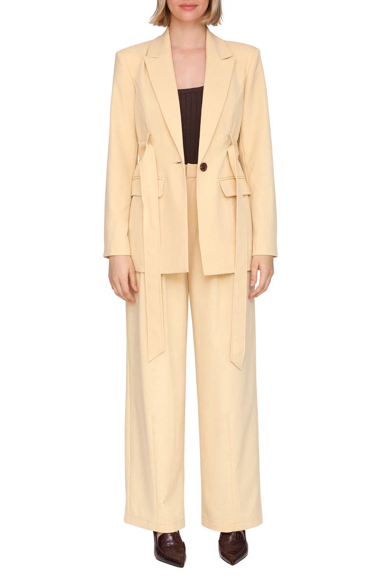 Avec Les Filles Drapey Long Belted Blazer, Alternate, color, Camel