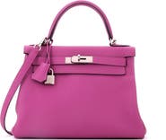 Pre-Owned Hermes Kelly Handbag Pink Togo with Palladium Hardware 28