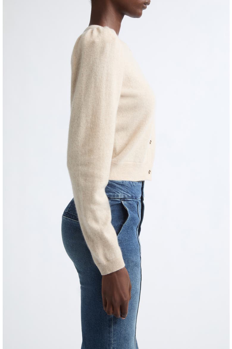 Dollie Puff Shoulder Cashmere Cardigan, Alternate, color, OATMEAL HEATHER