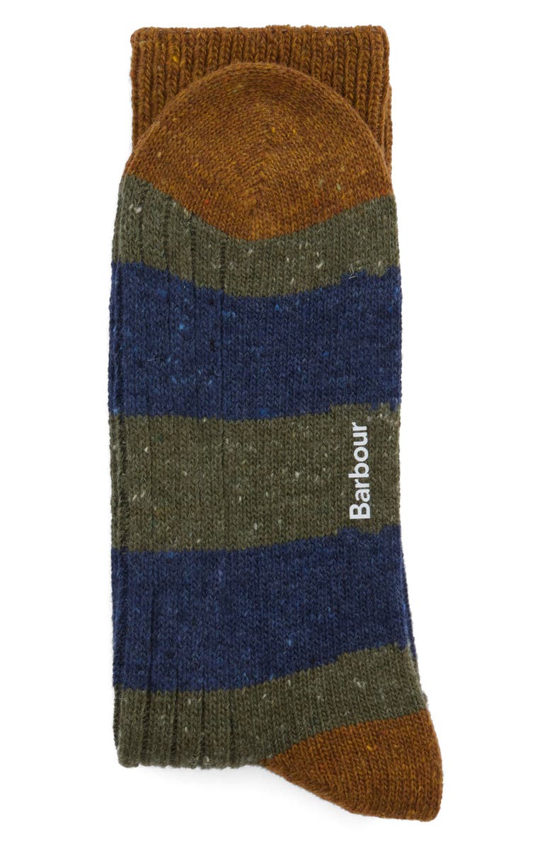 Barbour Houghton Stripe Wool Blend Socks, Alternate, color, Thyme