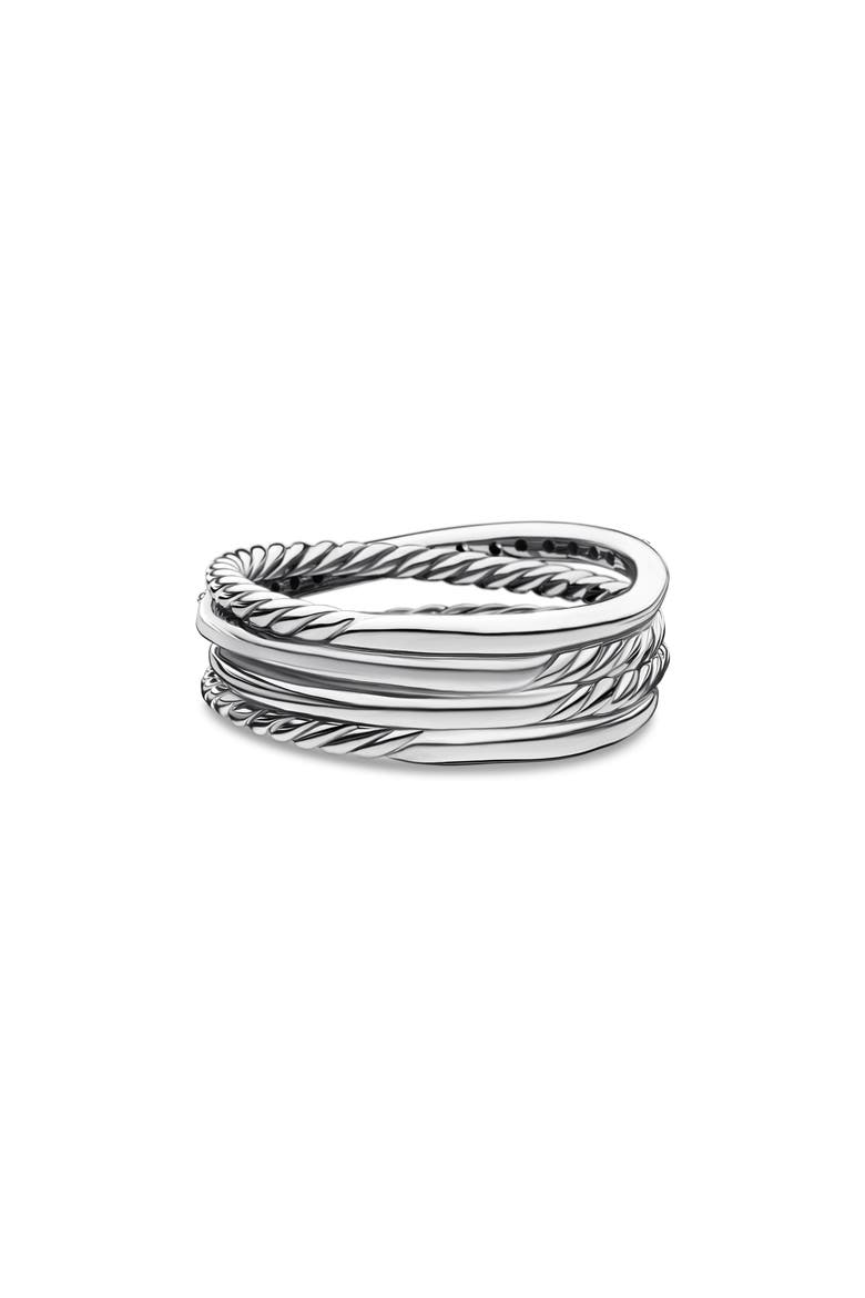 'Crossover' Ring with Diamonds, Alternate, color, SILVER/ DIAMOND