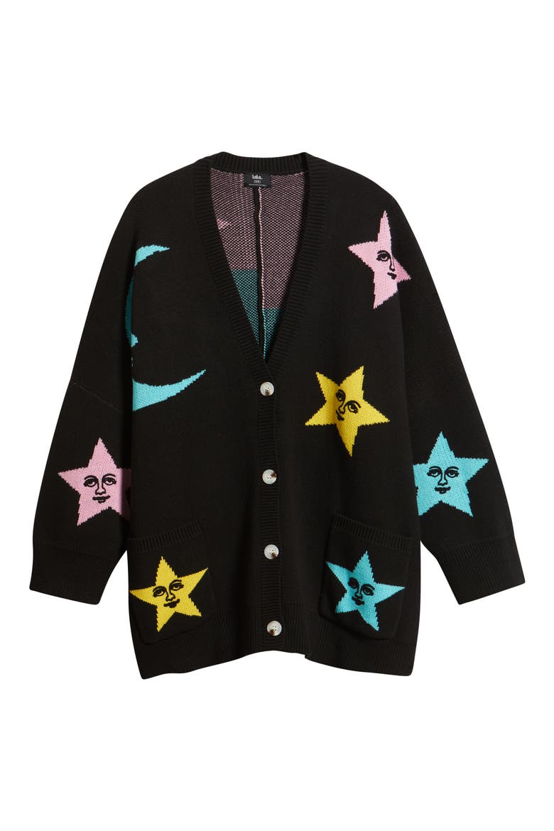 All Knowing Cotton Blend Cardigan, Alternate, color, BLACK