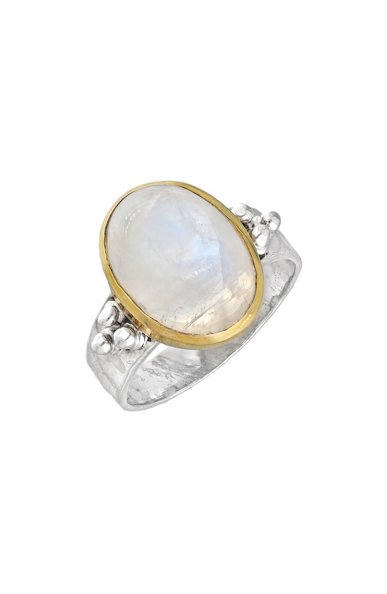 YS GEMS Two-Tone Moonstone Ring, Main, color, White