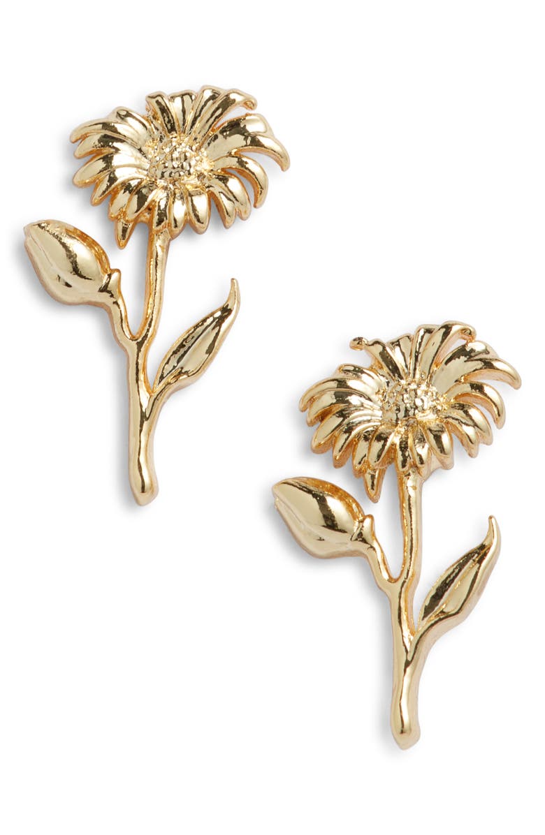 Set & Stones Daisy Stud Earrings, Main, color, Gold