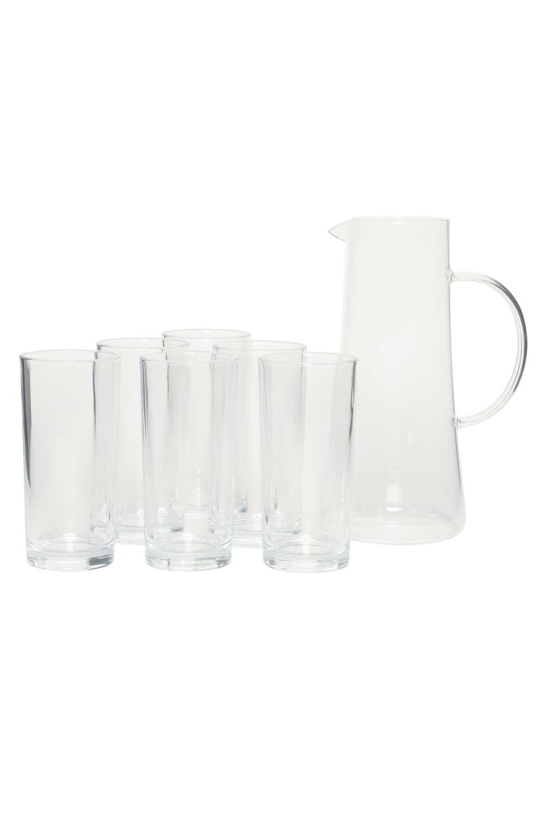 Boozy Brunch Glass Pitcher & Tumbler Drinkware Set, Main, color, Clear