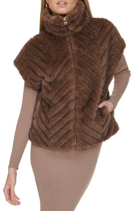 Chevron Faux Fur Vest