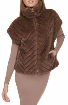 Cole Haan Chevron Faux Fur Vest