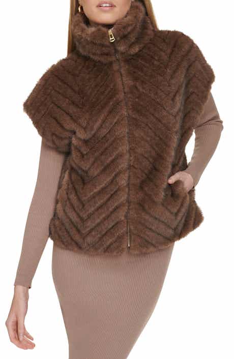 Cole Haan Chevron Faux Fur Vest