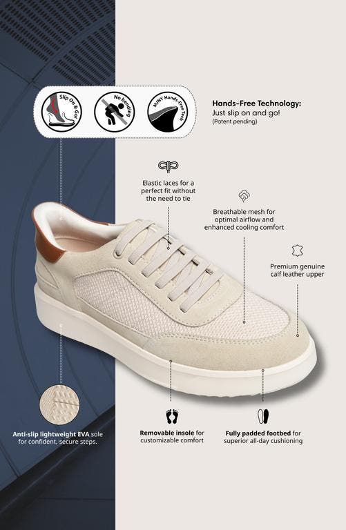 Catherine Street  Hands Free Technology Leather Sneaker, Alternate, color, Ivory Suede