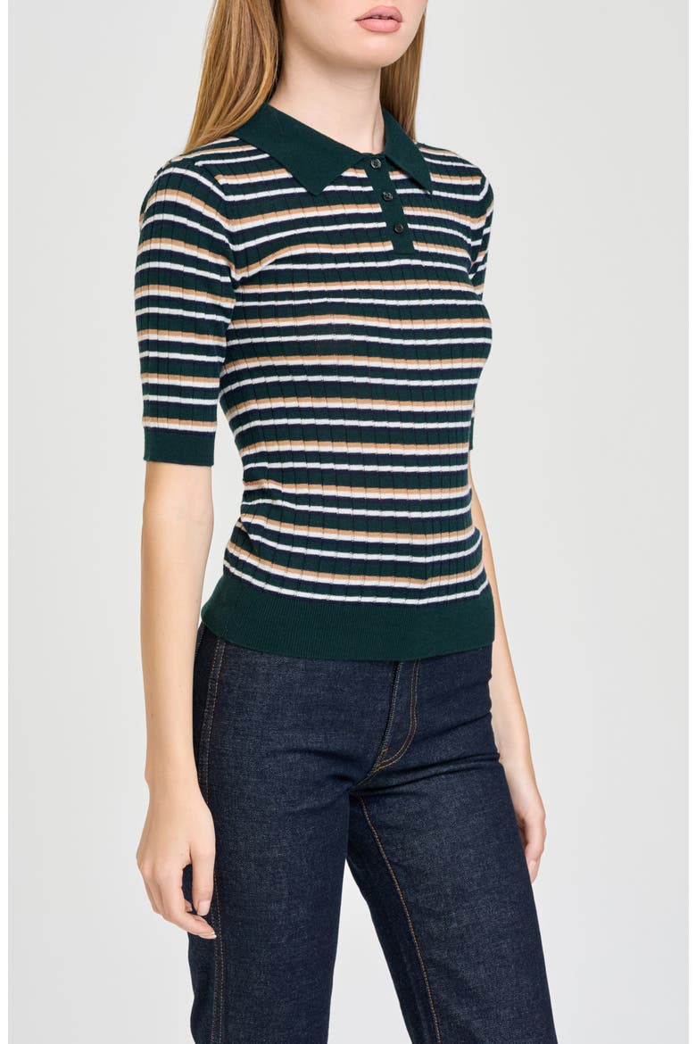Sutton Striped Polo Sweater, Alternate, color, HUNTER STRIPE