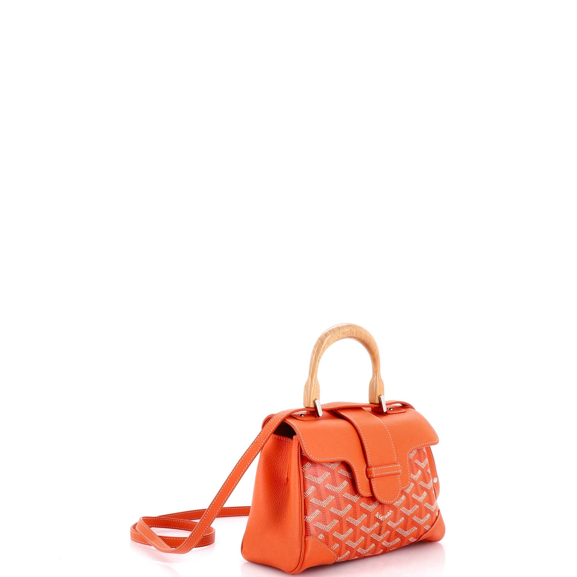 Pre-Owned Goyard Saigon Top Handle Bag Coated Canvas with Leather Mini, Alternate, color, Orange