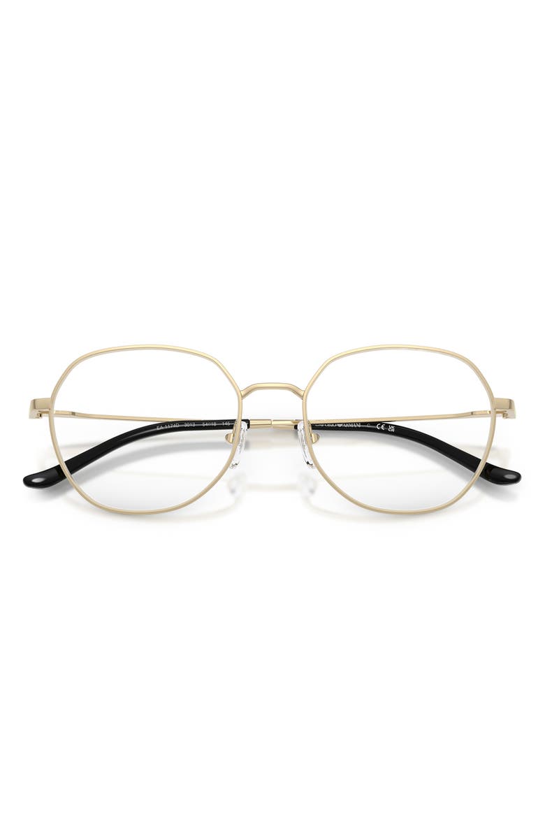 Emporio Armani 54mm Round Optical Glasses, Alternate, color, Shiny Pale Gold / Demo Lens