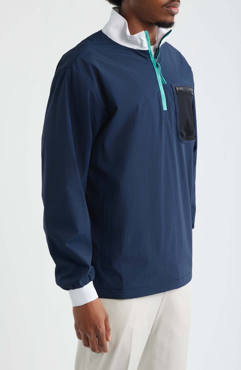 Malbon Golf Cascade Colorblock Quarter Zip Windshirt Pullover, Alternate, color, Midnight