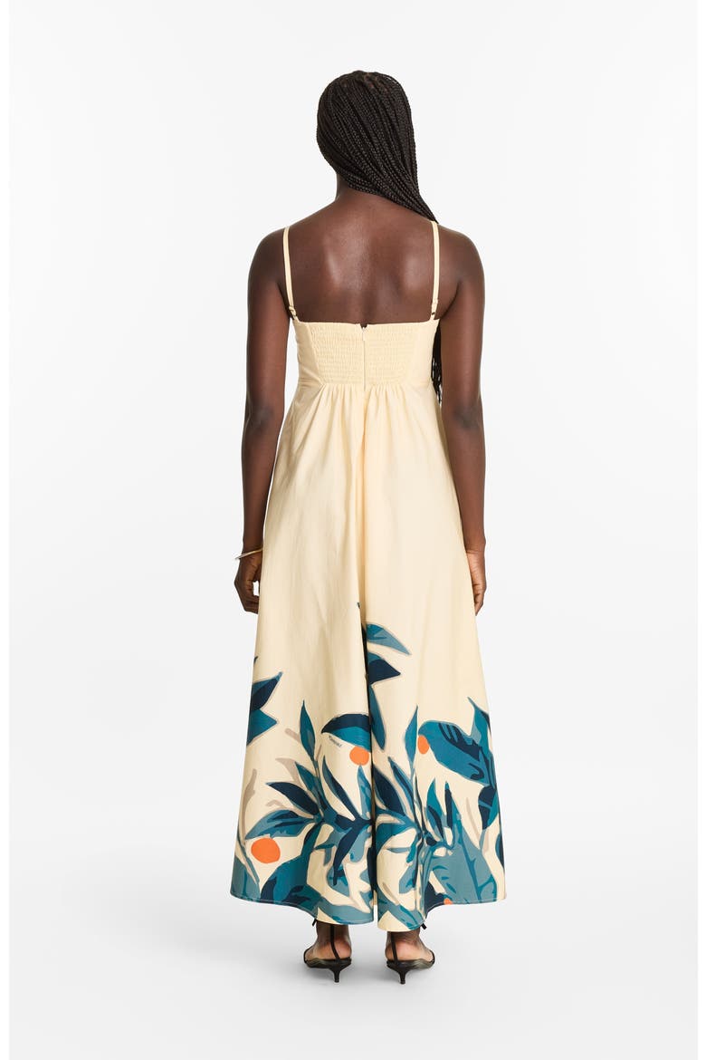 Printed Cotton Poplin Oria Strappy Midi Dress Zest Navy, Alternate, color, Zest Navy