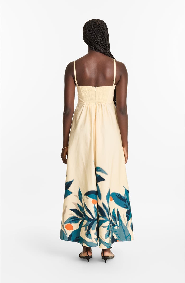 DIARRABLU Printed Cotton Poplin Oria Strappy Midi Dress Zest Navy, Alternate, color, Zest Navy