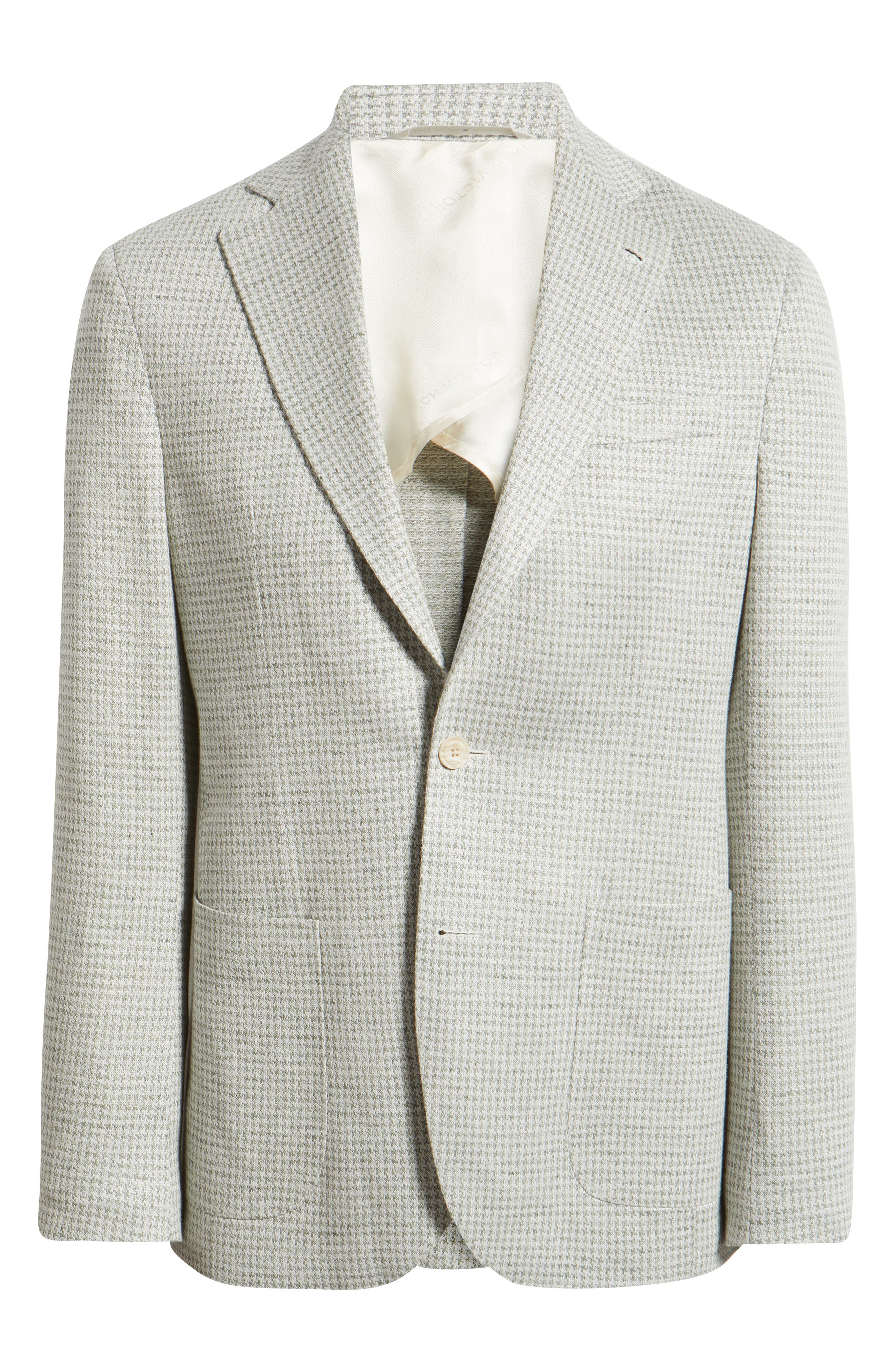 Jack Victor Hampton Cream & Green Houndstooth Knit Linen & Cotton Sport Coat — фото 6