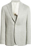 Jack Victor Hampton Cream & Green Houndstooth Knit Linen & Cotton Sport Coat