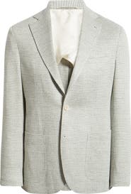 Jack Victor Hampton Cream & Green Houndstooth Knit Linen & Cotton Sport Coat