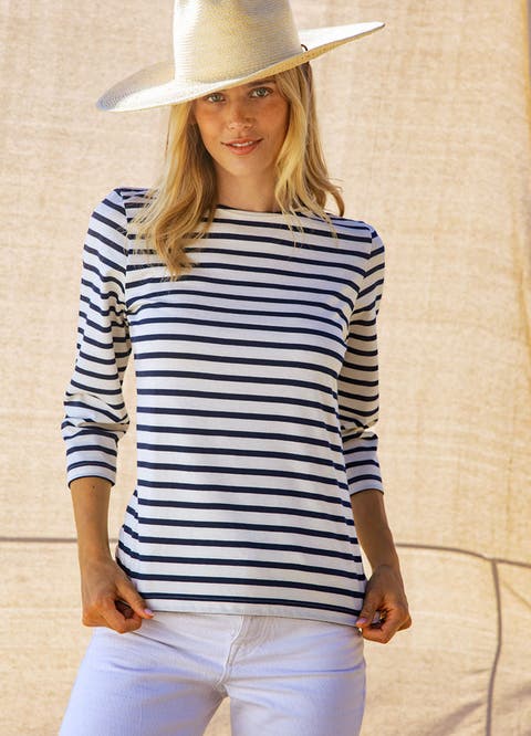 GALATHEE II - ¾ Sleeve Breton Striped Top
