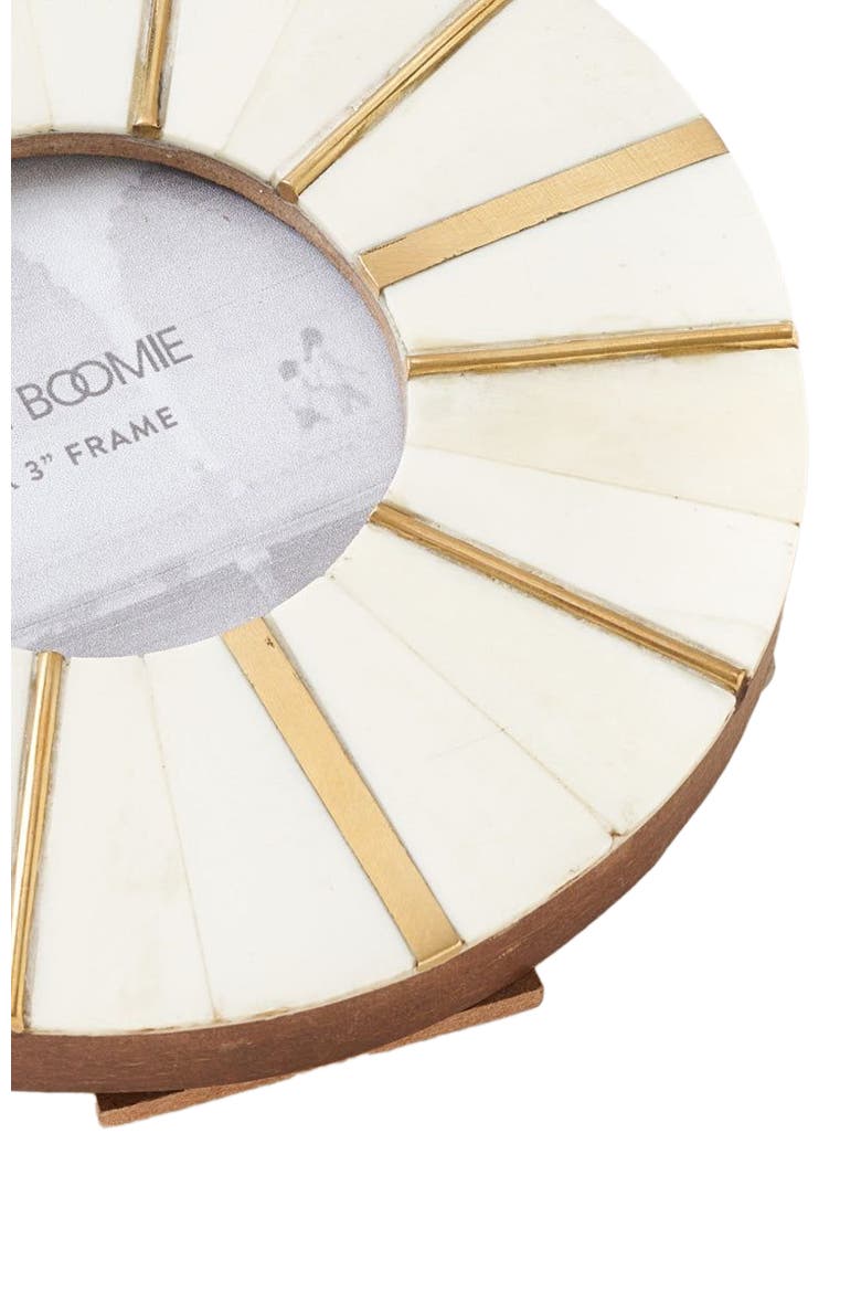 Mukhendu Picture Frame - Carved Bone, Brass Accents, Alternate, color, White/Gold - Circle