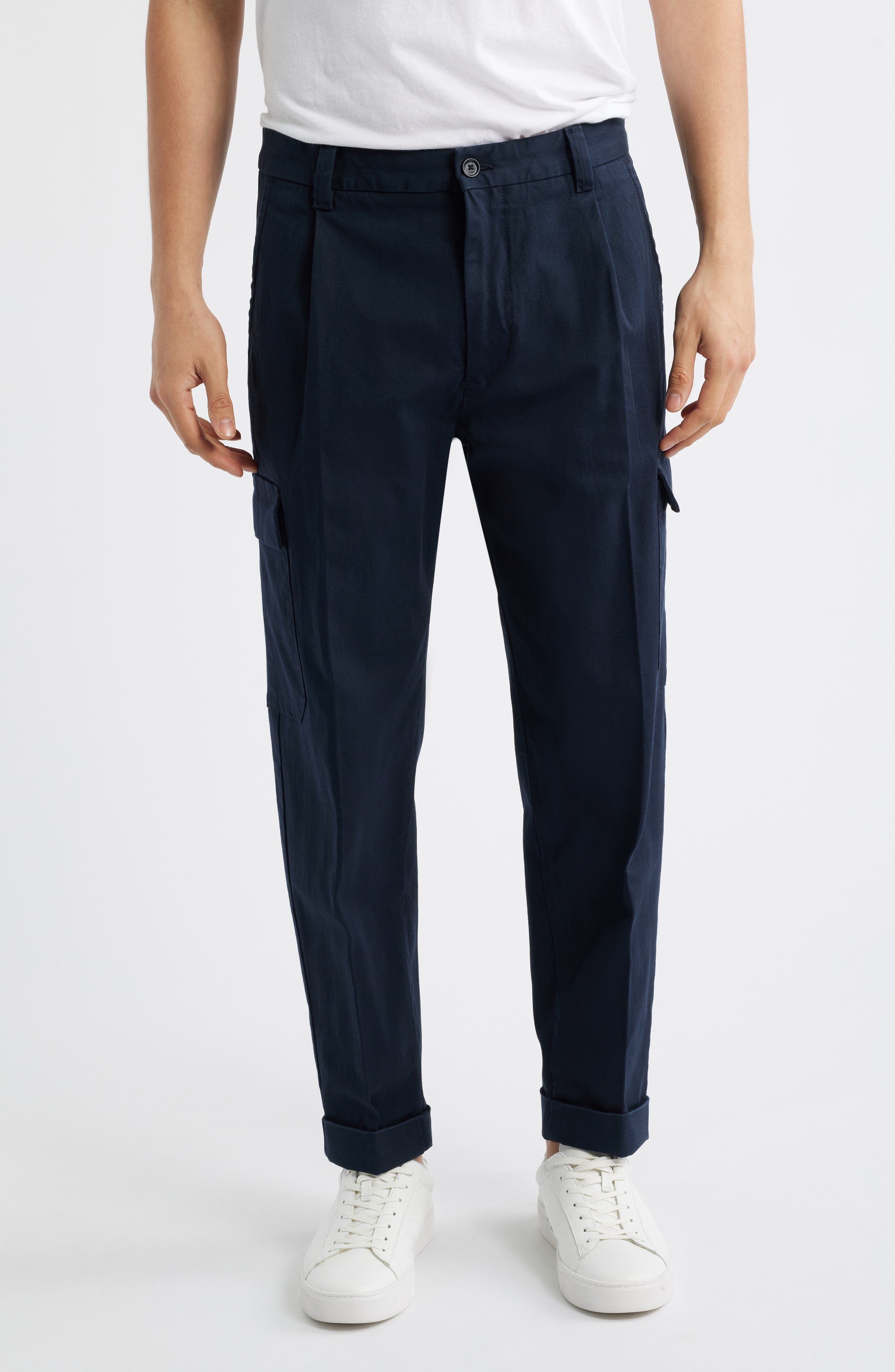 BOSS Perin Pleated Tapered Leg Cargo Pants