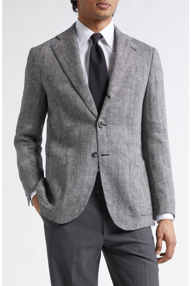 Waverly Linen Herringbone Sport Coat, Main, color, NAVY