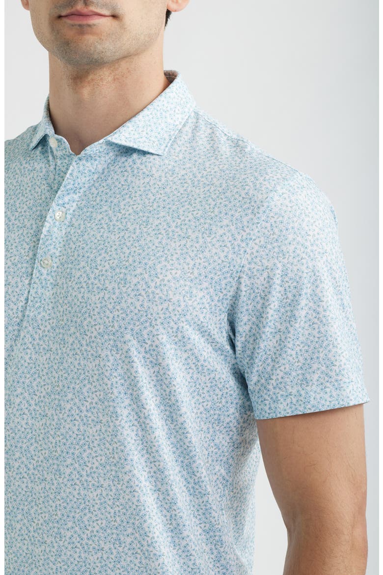 Watercolors Floral Performance Jersey Polo, Alternate, color, CARBON FIBER