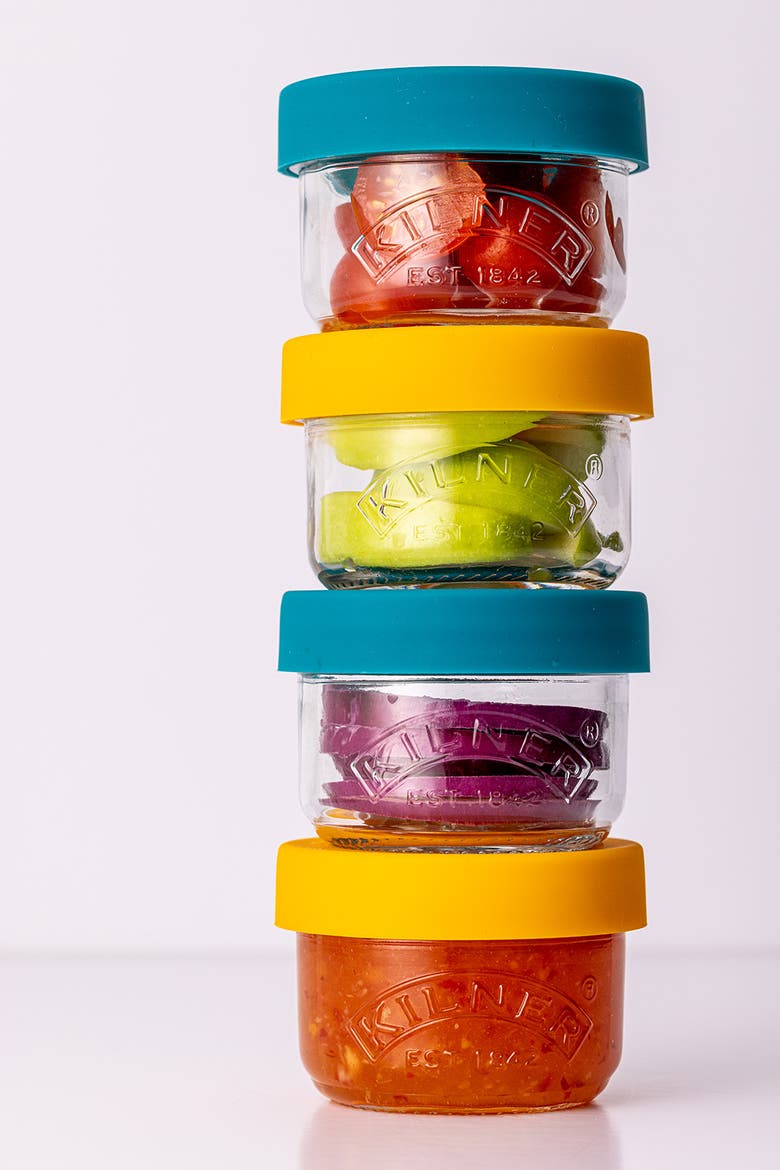 Storage Snack & Store Jars with Push Top Silicone Lids, Set of 2, Alternate, color, Clear