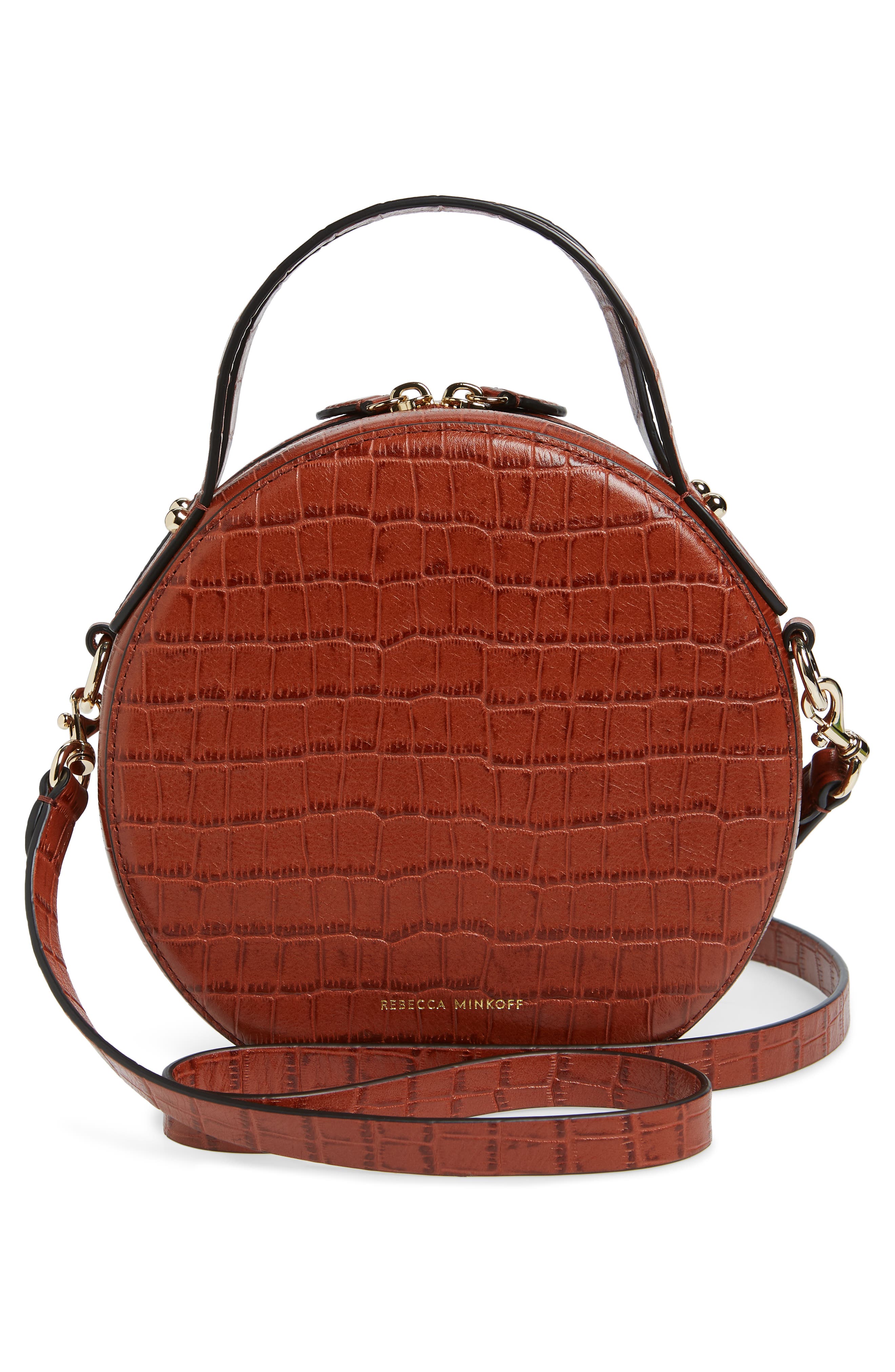 Rebecca Minkoff Jody Croc Embossed Leather Circle Crossbody Bag, Alternate, color, 