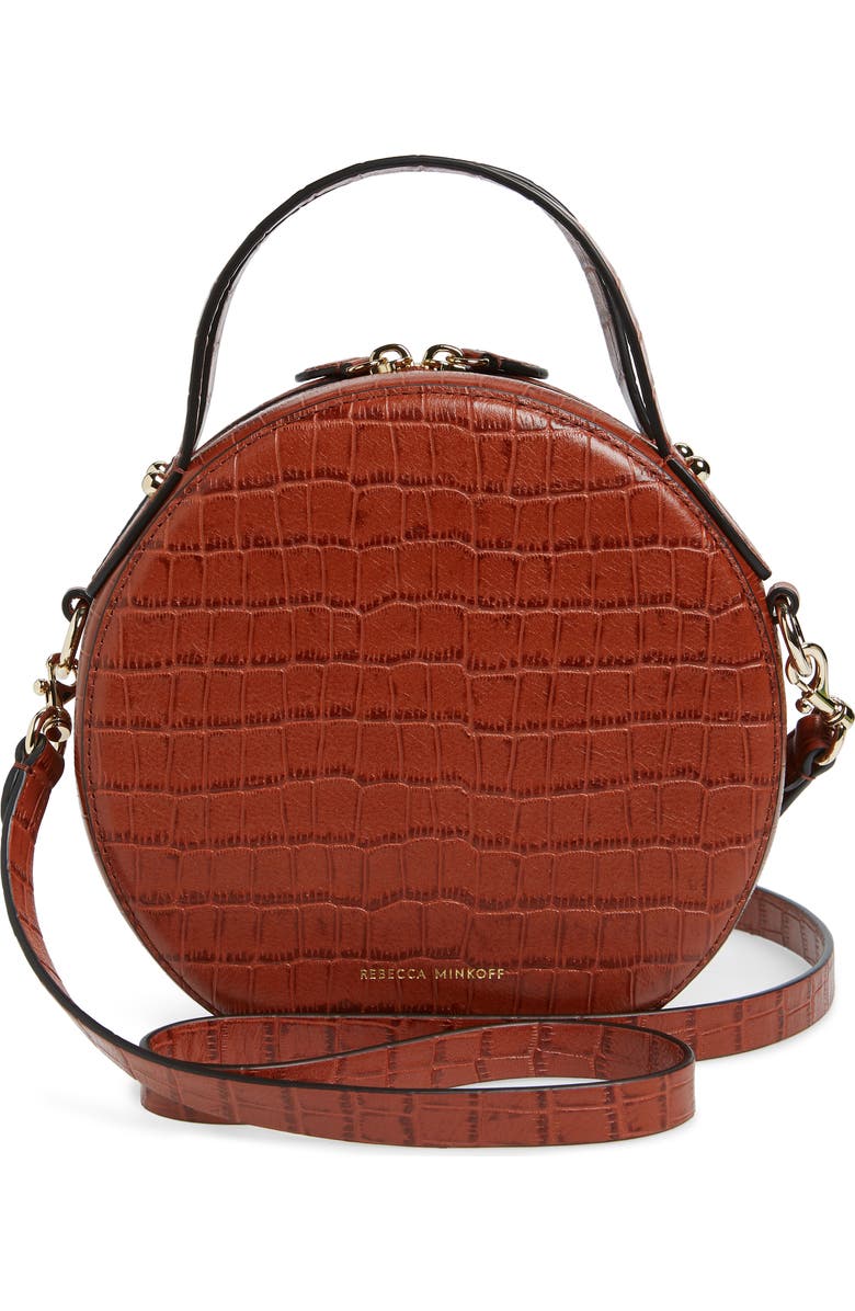 Rebecca Minkoff Jody Croc Embossed Leather Circle Crossbody Bag, Alternate, color,