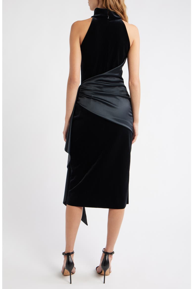 Gudairi Velvet Draped Cocktail Dress, Alternate, color, BLACK