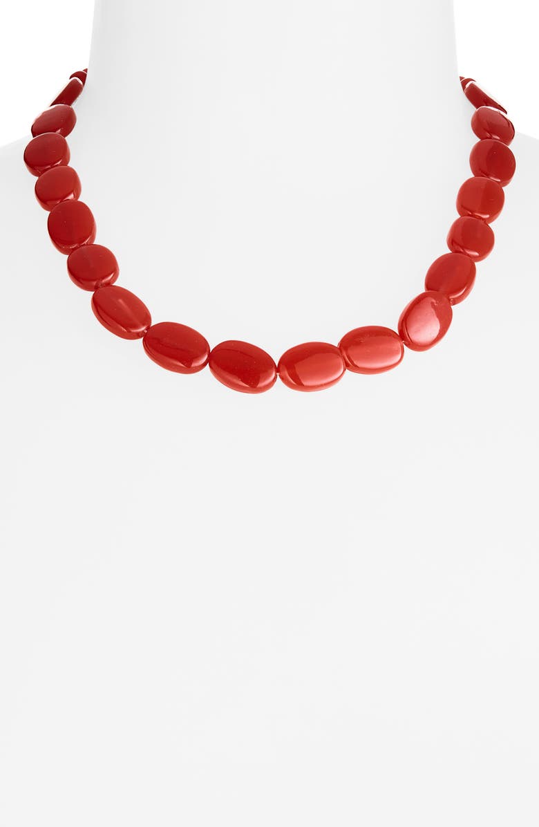 COMPLETEDWORKS Red Agate Necklace, Alternate, color, Rhodium Plated