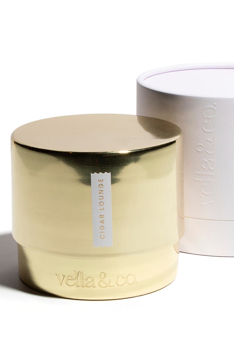Vella & Co. by Vellabox Single Wick Lidded Jar Scented Candle, Main, color, Cigar Lounge - Gold
