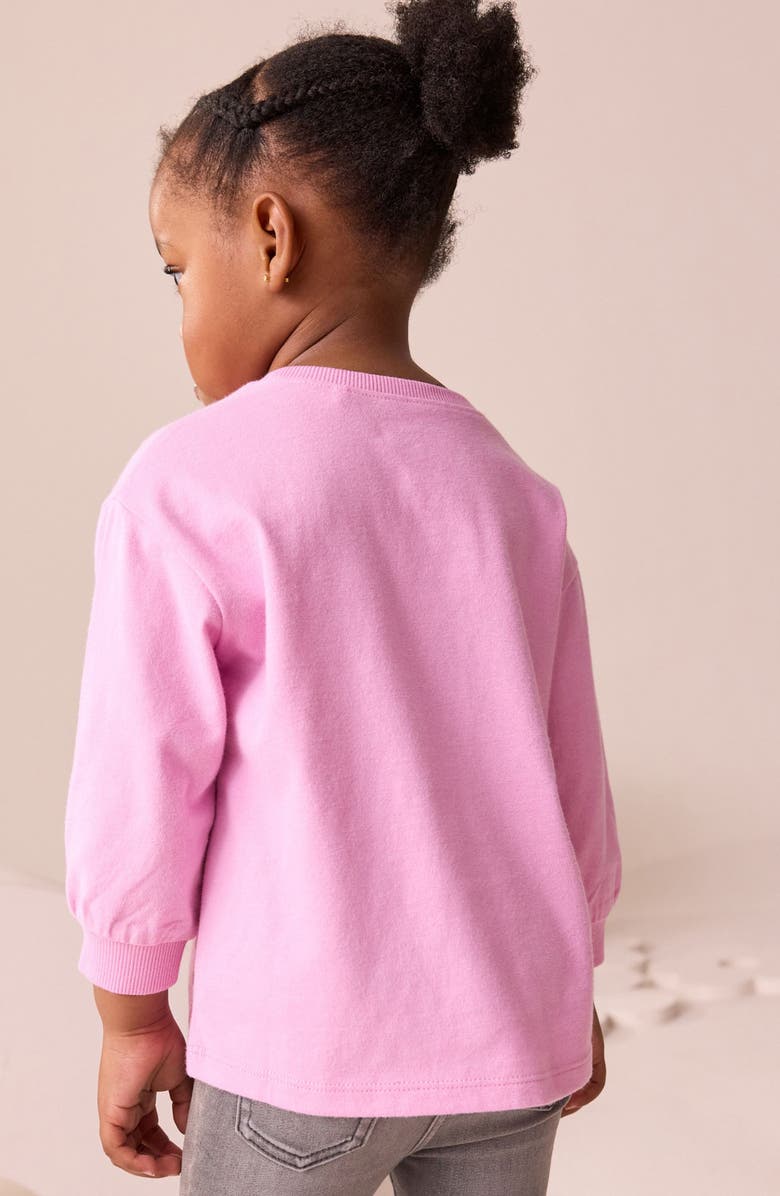 NEXT Kids' Bow Appliqué Cotton Sweatshirt, Alternate, color, Pink