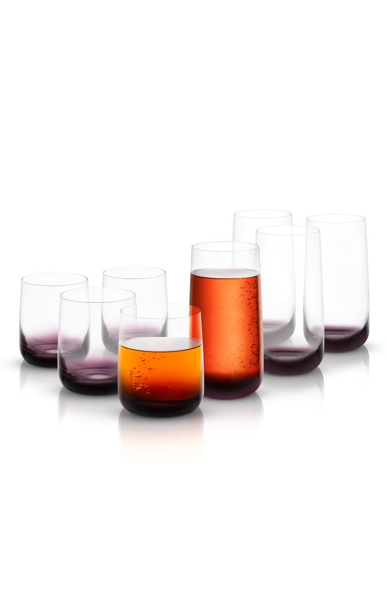JoyJolt Set of 4 Black Swan Highball Glasses, Alternate, color, Clear