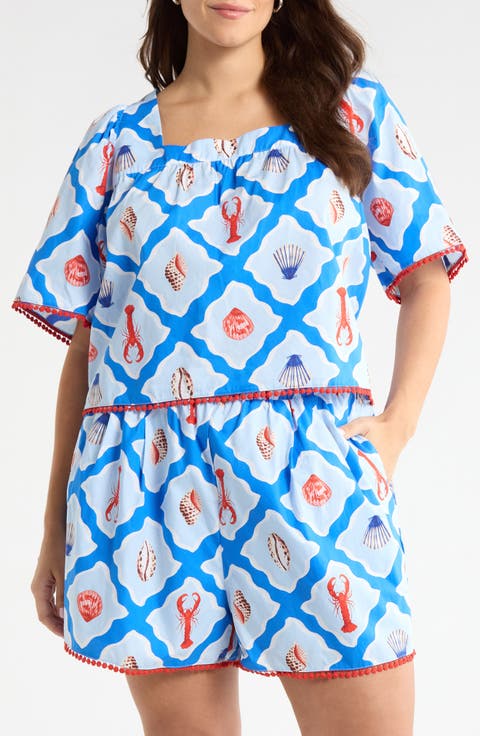 Lobster Bay Bell Sleeve Top (Plus)