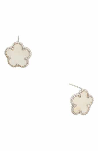Mother-of-Pearl Flower Stud Earrings