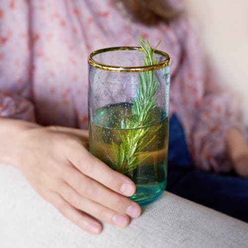 Twine Aqua Bubble Glass Tumblers Set Of 2 In Blue