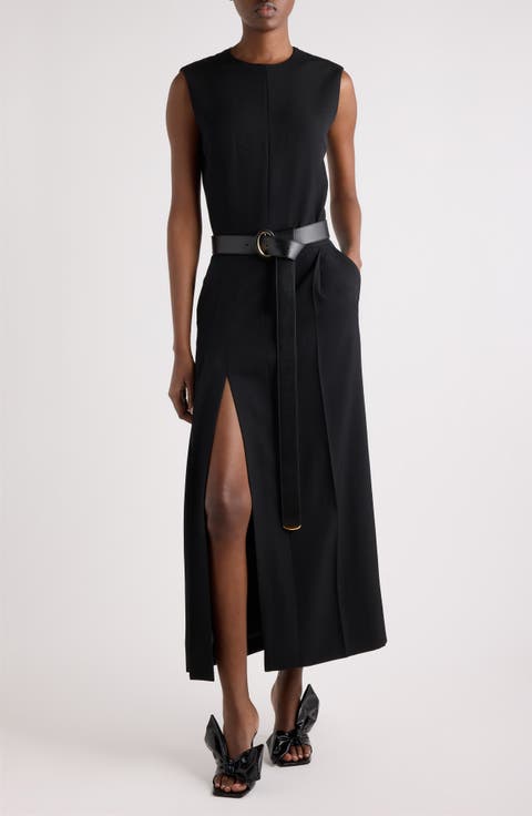 Pinched Sleeveless Midi Dress