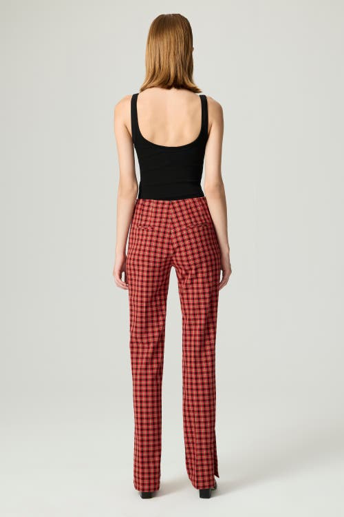 Nocturne Plaid Slit-hem Pants In Red