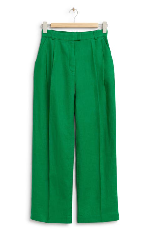 Pleated Relaxed Fit Cotton Trousers