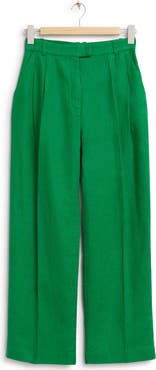 & Other Stories Pleated Relaxed Fit Cotton Trousers