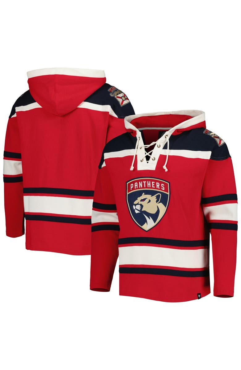 '47 Men's '47 Red Florida Panthers Superior Lacer Pullover Hoodie, Main, color, 